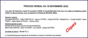 PROCES VERBAL DE LA REUNION DU CONSEIL MUNICIPAL SEANCE DU 16 novembre 2023