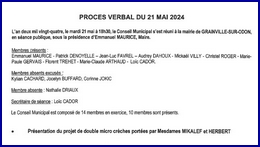 PROCES VERBAL DE LA REUNION DU CONSEIL MUNICIPAL SEANCE DU 21 mai 2024