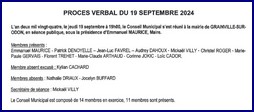 PROCES VERBAL DE LA REUNION DU CONSEIL MUNICIPAL SEANCE DU 19 septembre 2024