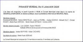 Procès verbal du conseil municipal du 9 janvier 2025