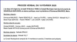 Procès-verbal du conseil municipal du 18 février 2025